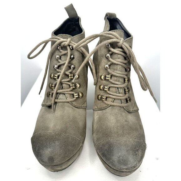 Diesel Womens Suede Ankle Booties Wedge Heel Stylish Lace Up Gray Sz US 9 EU 40 - Picture 2 of 13